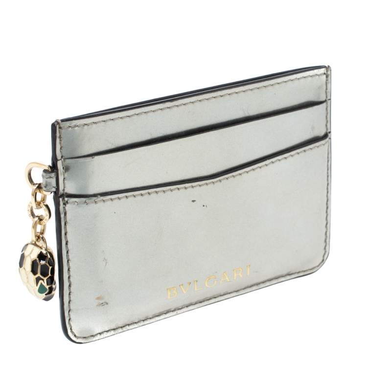 Pre Owned Bvlgari Metallic Gold Patent Leather Card Holder