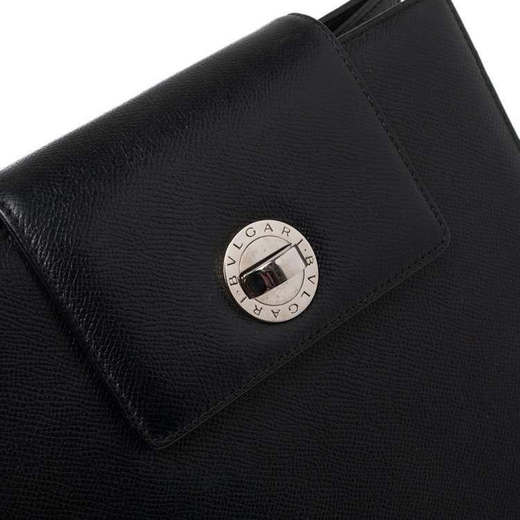 Pre Owned Bvlgari Black Leather Accordion Shoulder Bag