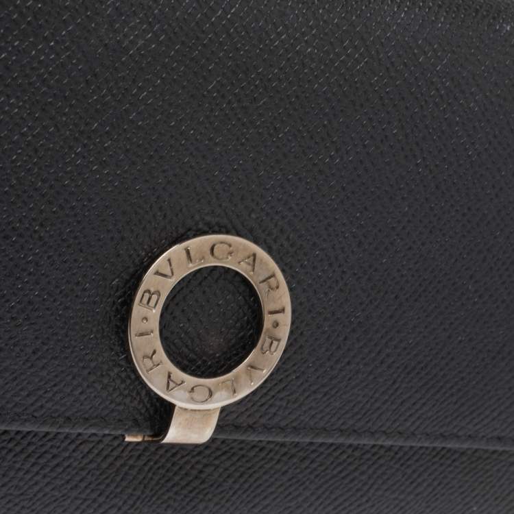 Pre Owned Bvlgari Black Leather Continental Wallet