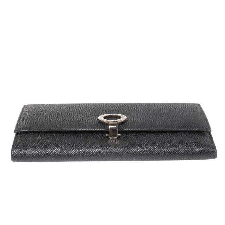 Pre Owned Bvlgari Black Leather Continental Wallet