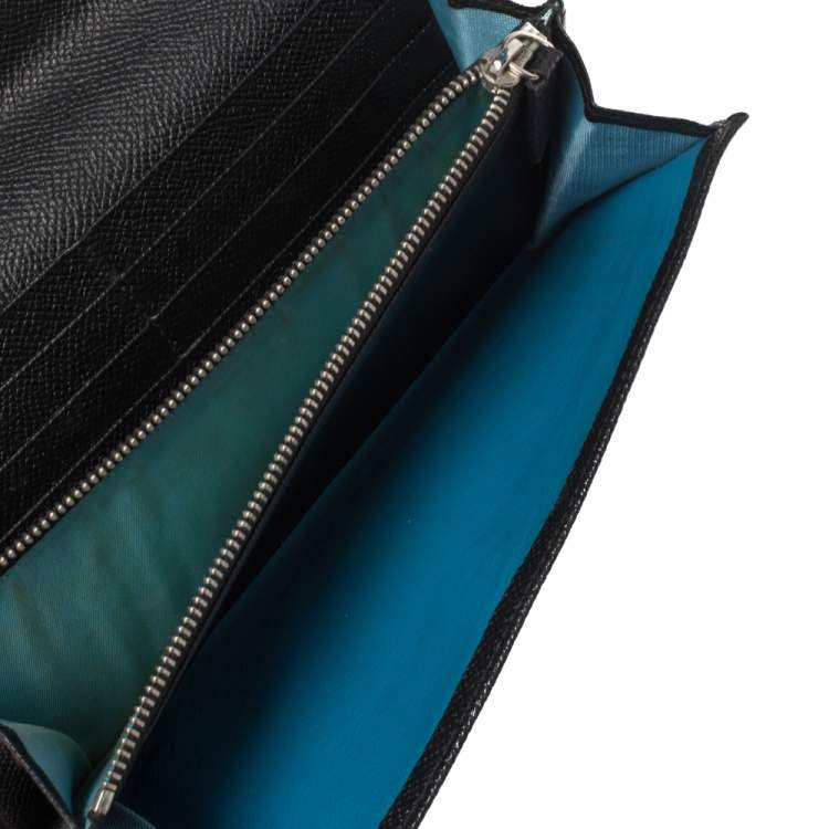Pre Owned Bvlgari Black Leather Continental Wallet