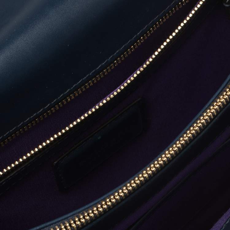 Pre Owned Bvlgari Navy Blue Leather Medium Serpenti Forever Flap Shoulder Bag