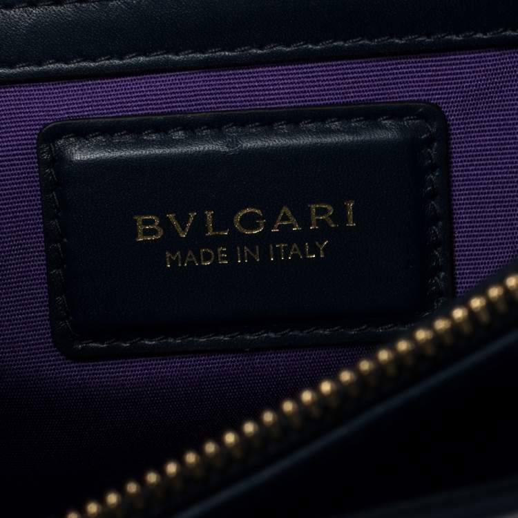 Pre Owned Bvlgari Navy Blue Leather Medium Serpenti Forever Flap Shoulder Bag