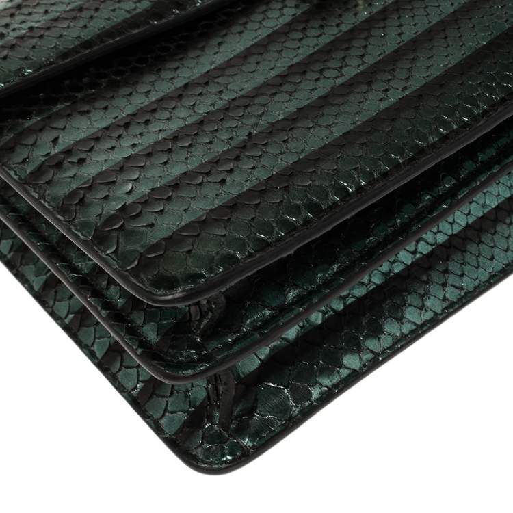Pre Owned Bvlgari Green Python Medium Serpenti Forever Flap Shoulder Bag