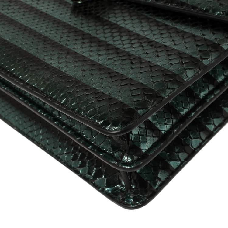 Pre Owned Bvlgari Green Python Medium Serpenti Forever Flap Shoulder Bag