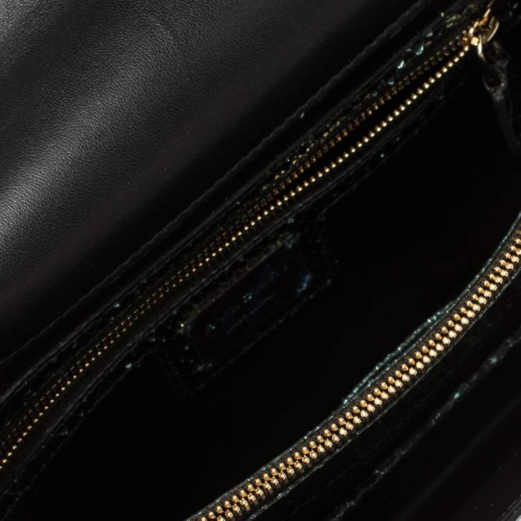 Pre Owned Bvlgari Green Python Medium Serpenti Forever Flap Shoulder Bag