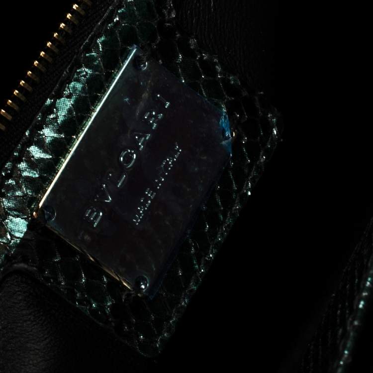 Pre Owned Bvlgari Green Python Medium Serpenti Forever Flap Shoulder Bag