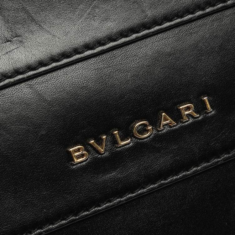 Pre Owned Bvlgari Black Leather  Serpenti Forever Double Flap Shoulder Bag
