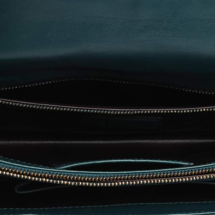 Pre Owned Bvlgari Green Leather Medium Studded Serpenti Forever Flap Shoulder Bag