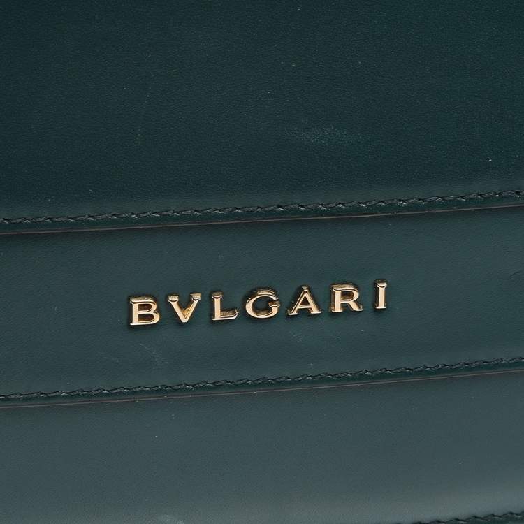 Pre Owned Bvlgari Green Leather Medium Studded Serpenti Forever Flap Shoulder Bag