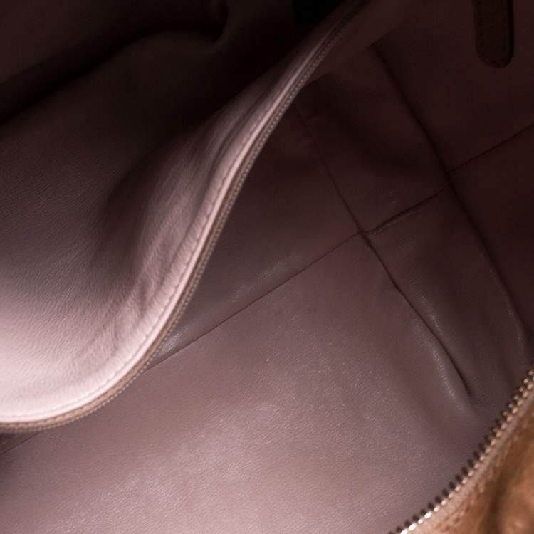 Pre Owned Bvlgari Brown Pleated Pebbled Leather Hobo