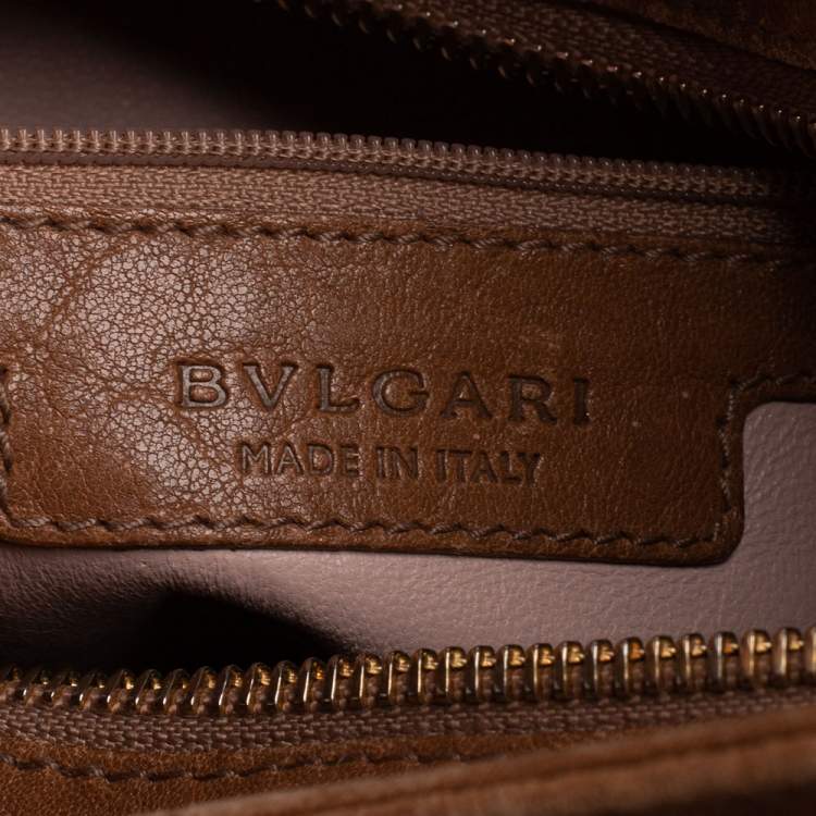 Pre Owned Bvlgari Brown Pleated Pebbled Leather Hobo