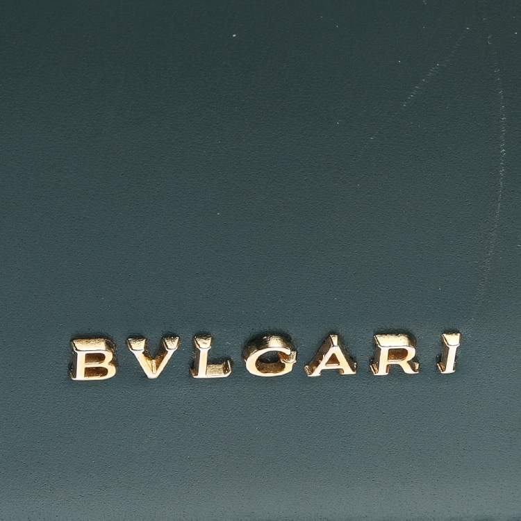 Pre Owned Bvlgari Teal/Black Leather and Perspex Medium Flap Cover Bag