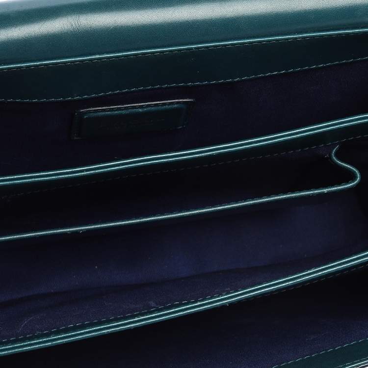 Pre Owned Bvlgari Teal/Black Leather and Perspex Medium Flap Cover Bag