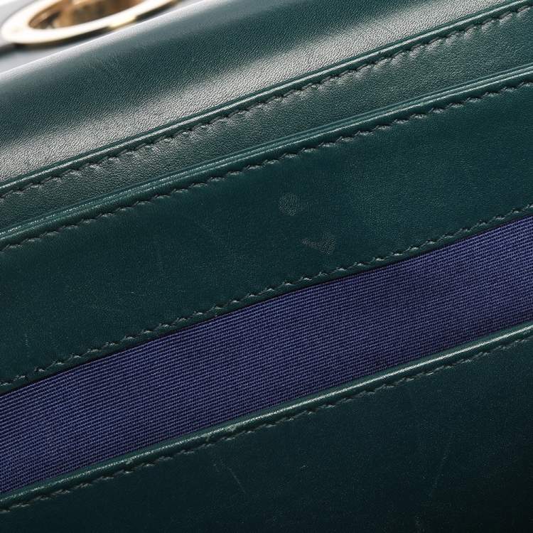 Pre Owned Bvlgari Teal/Black Leather and Perspex Medium Flap Cover Bag