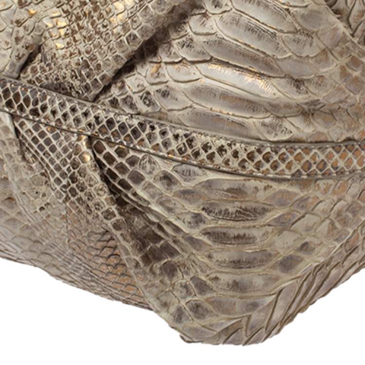 Pre Owned Bvlgari Beige/Gold Python Chandra Hobo