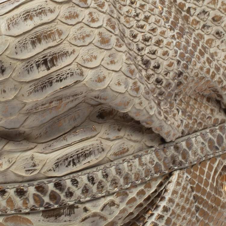 Pre Owned Bvlgari Beige/Gold Python Chandra Hobo