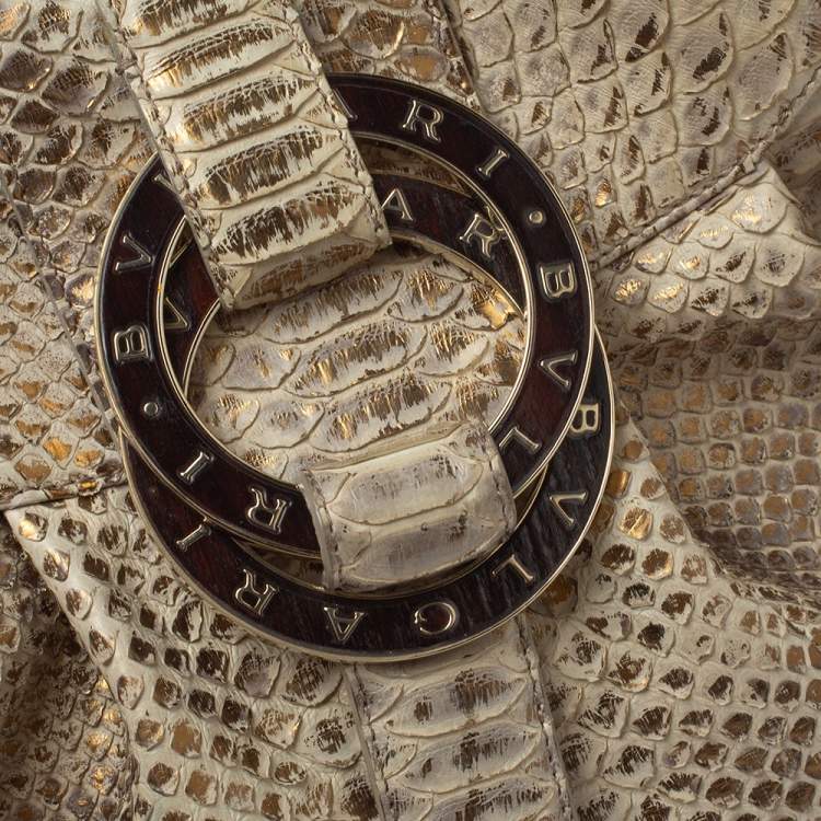Pre Owned Bvlgari Beige/Gold Python Chandra Hobo