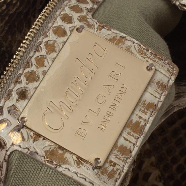 Pre Owned Bvlgari Beige/Gold Python Chandra Hobo