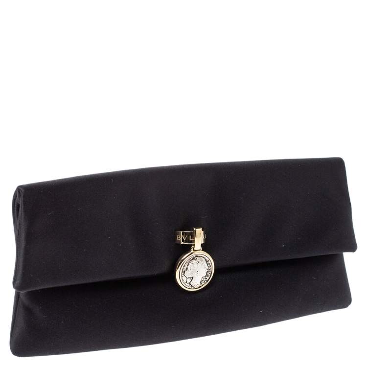 Pre Owned Bvlgari Black Satin Monete Clutch