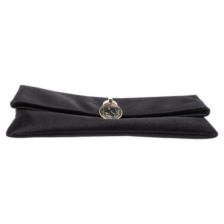 Pre Owned Bvlgari Black Satin Monete Clutch