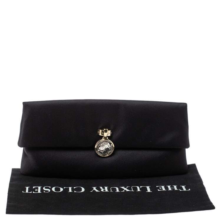 Pre Owned Bvlgari Black Satin Monete Clutch