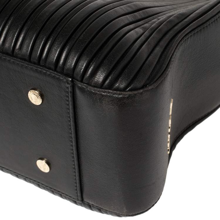 Pre Owned Bvlgari Black Nappa Leather Monte Plisse Shopper Tote