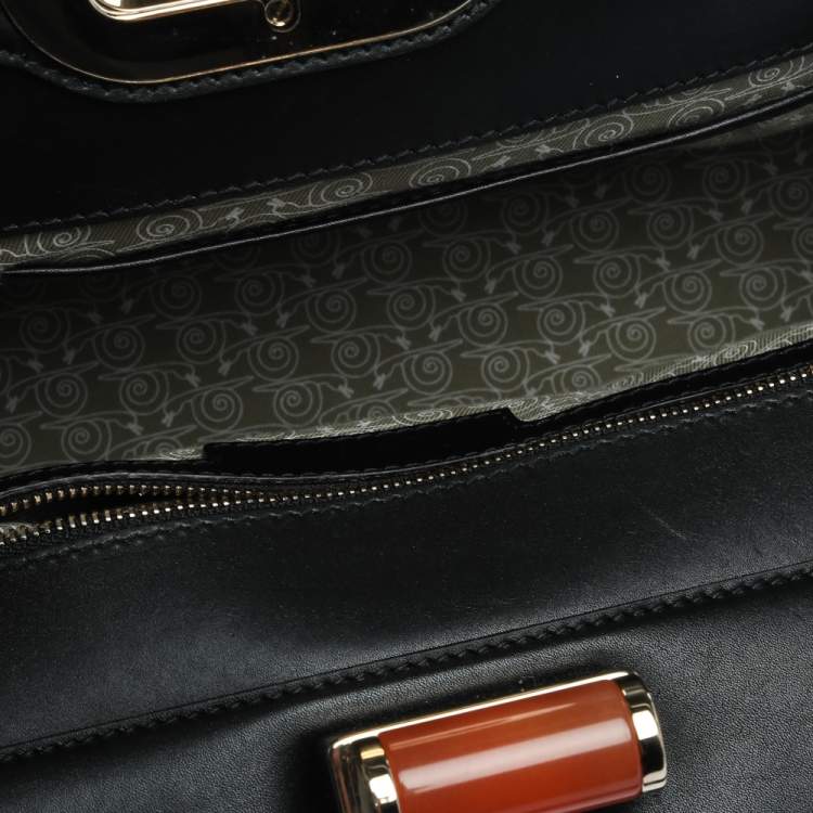 مملوكة مسبقًا Bvlgari Brown/Black Patent And Leather Isabella Rossellini Top Handle Bag