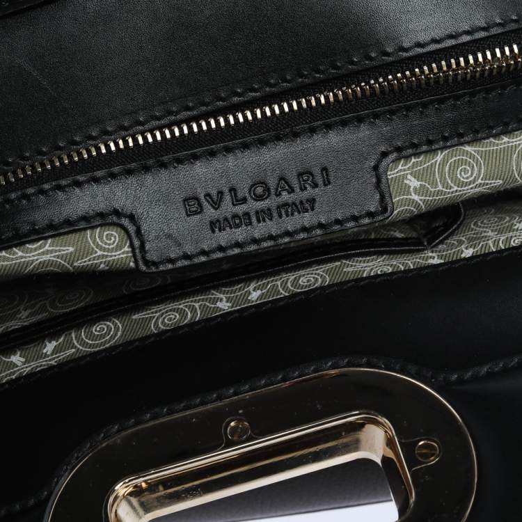 مملوكة مسبقًا Bvlgari Brown/Black Patent And Leather Isabella Rossellini Top Handle Bag