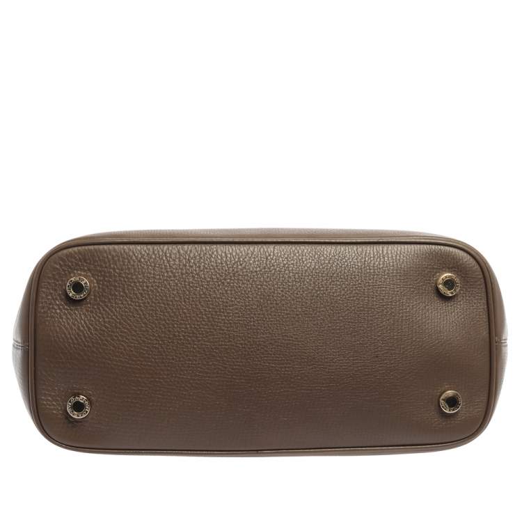 مملوكة مسبقًا Bvlgari Brown/Black Patent And Leather Isabella Rossellini Top Handle Bag