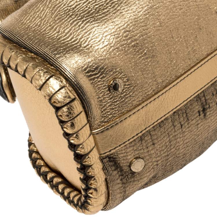 Pre Owned Bvlgari Metallic Gold Leather Twistino Tina Satchel 