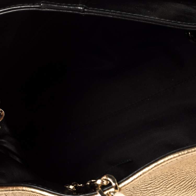 Pre Owned Bvlgari Metallic Gold Leather Twistino Tina Satchel 