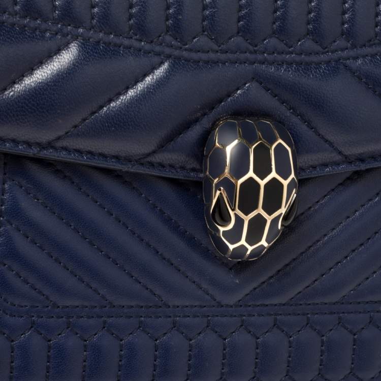 Pre Owned Bvlgari Blue Quilted Scaglie Leather Medium Serpenti Forever Shoulder Bag