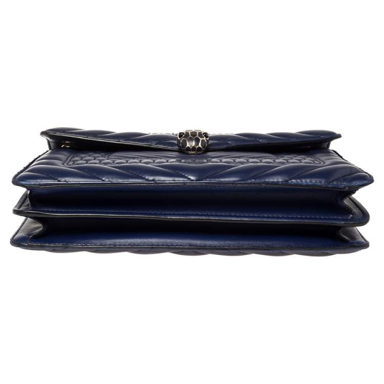 Pre Owned Bvlgari Blue Quilted Scaglie Leather Medium Serpenti Forever Shoulder Bag