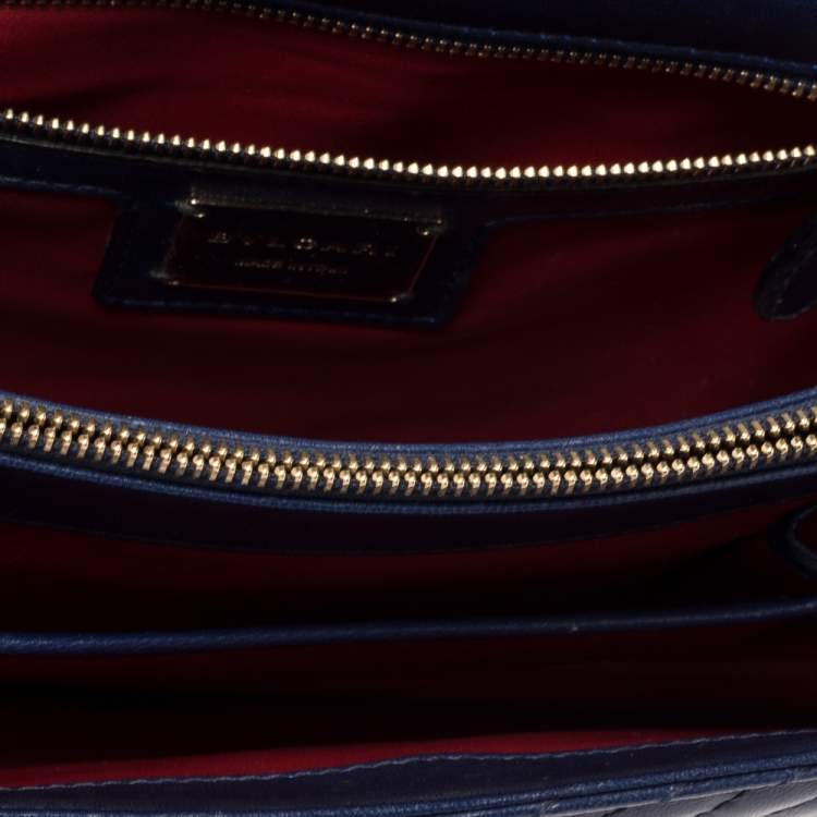 Pre Owned Bvlgari Blue Quilted Scaglie Leather Medium Serpenti Forever Shoulder Bag