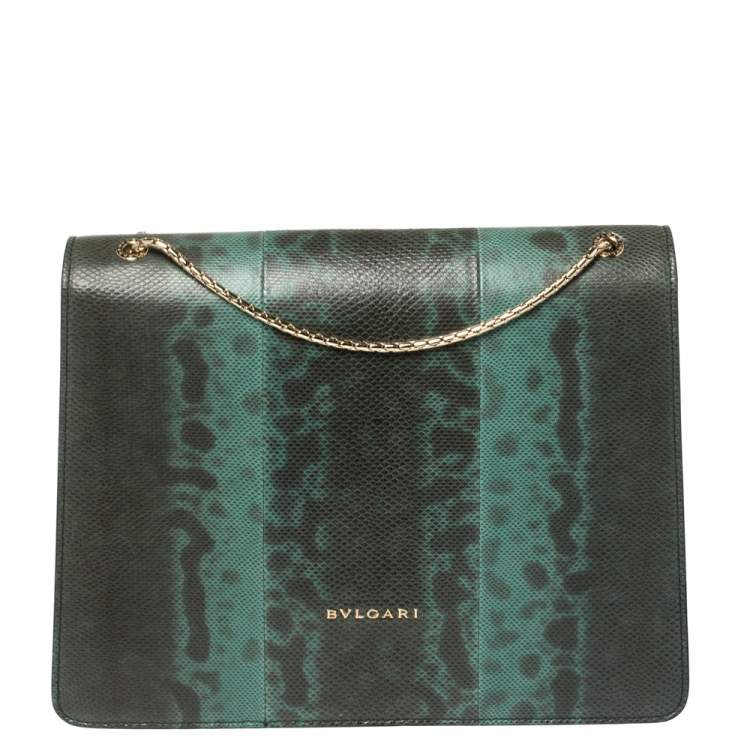 Pre Owned Bvlgari Green Karung Large Serpenti Forever Shoulder Bag