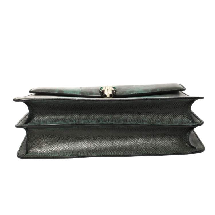 Pre Owned Bvlgari Green Karung Large Serpenti Forever Shoulder Bag