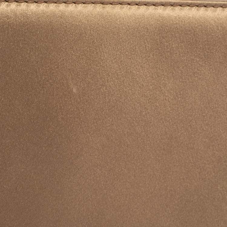 Pre Owned Bulgari Beige Satin Serpent Wristlet Clutch