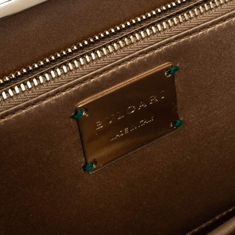 Pre Owned Bulgari Beige Satin Serpent Wristlet Clutch