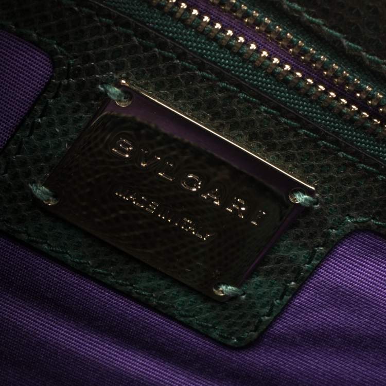 Pre Owned Bvlgari Green Lizard Medium Serpenti Forever Shoulder Bag 