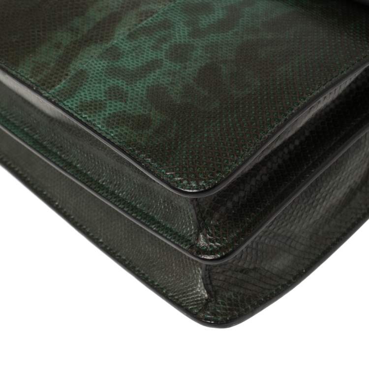 Pre Owned Bvlgari Green Lizard Medium Serpenti Forever Shoulder Bag 
