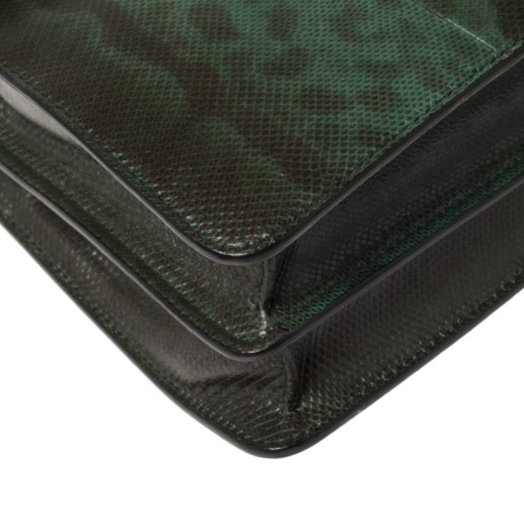 Pre Owned Bvlgari Green Lizard Medium Serpenti Forever Shoulder Bag 