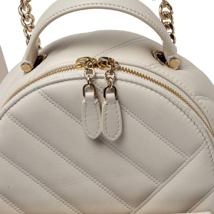 Pre Owned Bvlgari White Quilted Leather Serpenti Cabochon Backpack