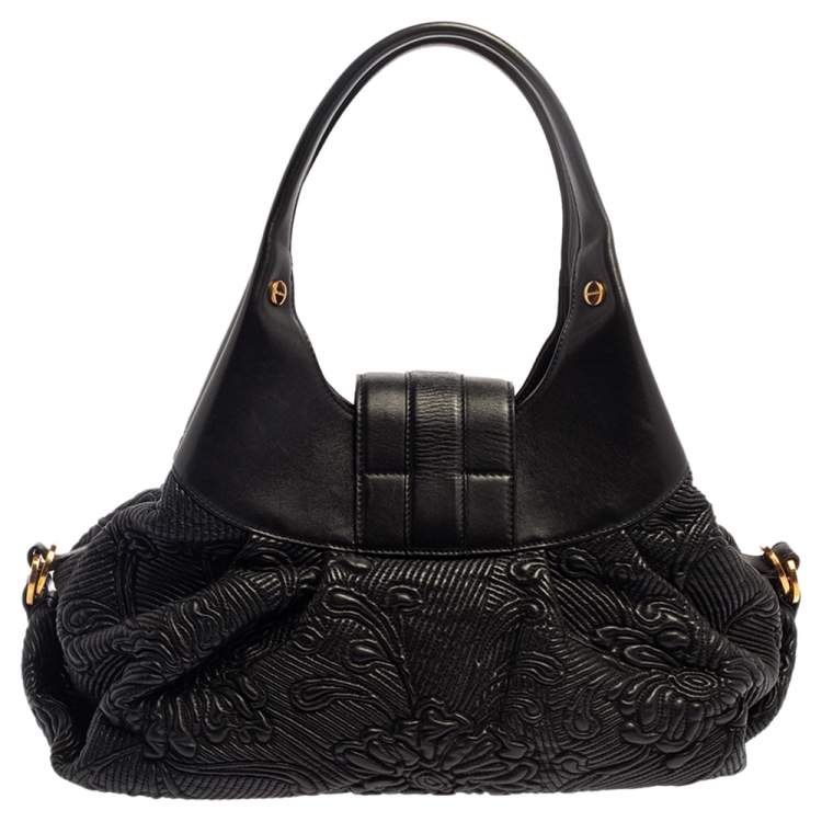 Pre Owned Bvlgari Black Leather Chandra Hobo