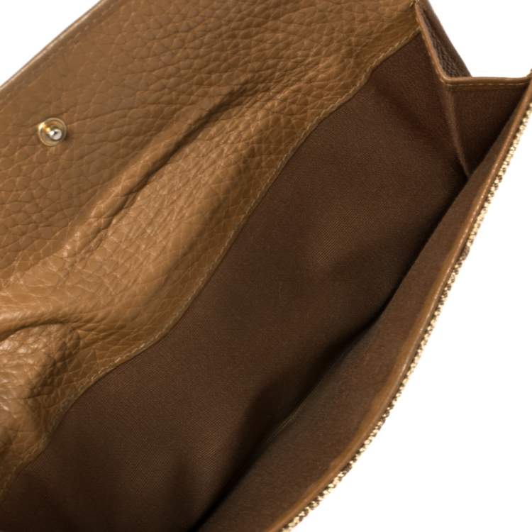 Pre Owned Bvlgari Brown/Beige Mania Canvas and Leather Double Flap Continental Wallet