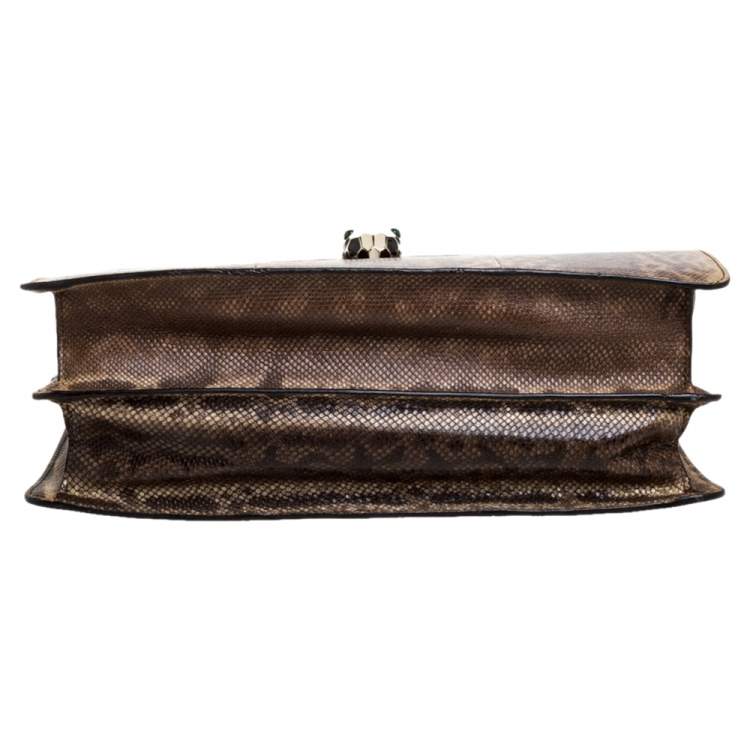 Pre Owned Bvlgari Beige Karung Large Serpenti Forever Flap Shoulder Bag