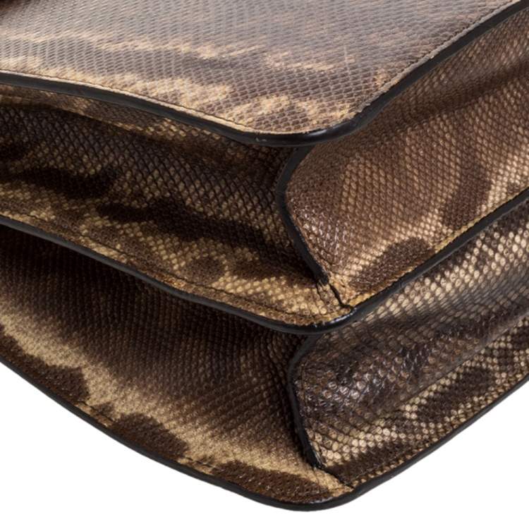 Pre Owned Bvlgari Beige Karung Large Serpenti Forever Flap Shoulder Bag