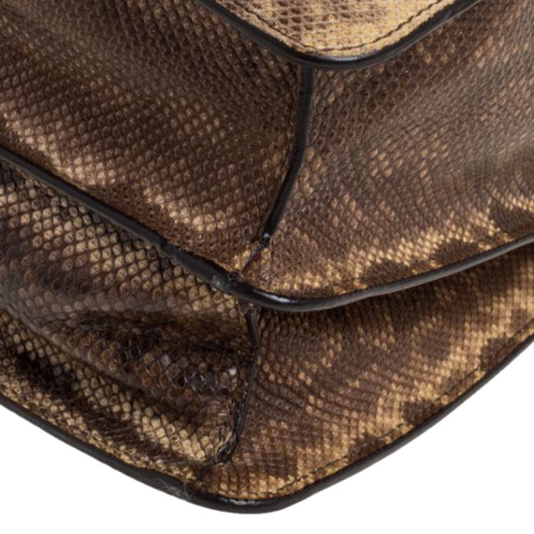 Pre Owned Bvlgari Beige Karung Large Serpenti Forever Flap Shoulder Bag