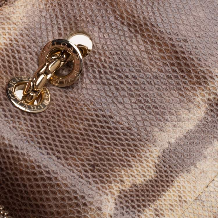 Pre Owned Bvlgari Beige Karung Large Serpenti Forever Flap Shoulder Bag