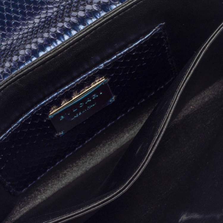 Pre Owned Bvlgari Ombre Midnight Blue Python Serpenti Cocktail Clutch